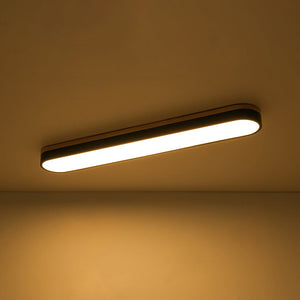 LightFixturesUSA - Wood Accent Oval Dimmable LED Flush Mount Ceiling Light - Ceiling Light - White - 