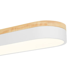 LightFixturesUSA - Wood Accent Oval Dimmable LED Flush Mount Ceiling Light - Ceiling Light - White - 