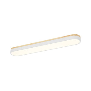 LightFixturesUSA - Wood Accent Oval Dimmable LED Flush Mount Ceiling Light - Ceiling Light - White - 