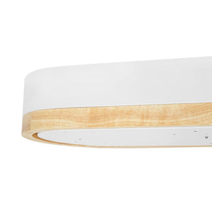 LightFixturesUSA - Wood Accent Oval Dimmable LED Flush Mount Ceiling Light - Ceiling Light - White - 