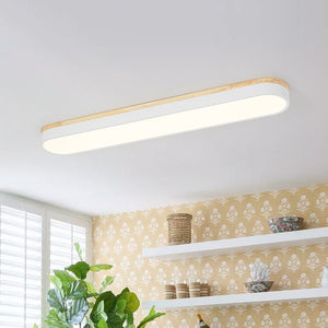 LightFixturesUSA - Wood Accent Oval Dimmable LED Flush Mount Ceiling Light - Ceiling Light - White - 