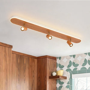 LightFixturesUSA - Wood Oval LED Adjustable Spotlight Ceiling Track Light - Ceiling Light - Oak - 