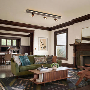 LightFixturesUSA - Wood Oval LED Adjustable Spotlight Ceiling Track Light - Ceiling Light - Walnut - 