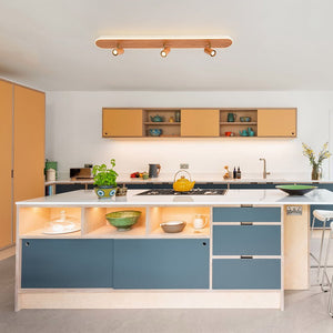 LightFixturesUSA - Wood Oval LED Adjustable Spotlight Ceiling Track Light - Ceiling Light - Walnut - 