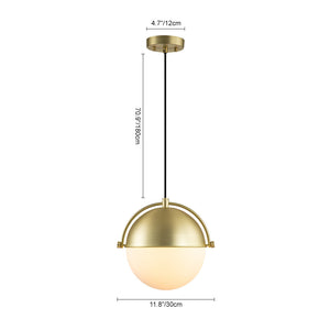1-Light Wide Frosted Glass Globe Pendant Light