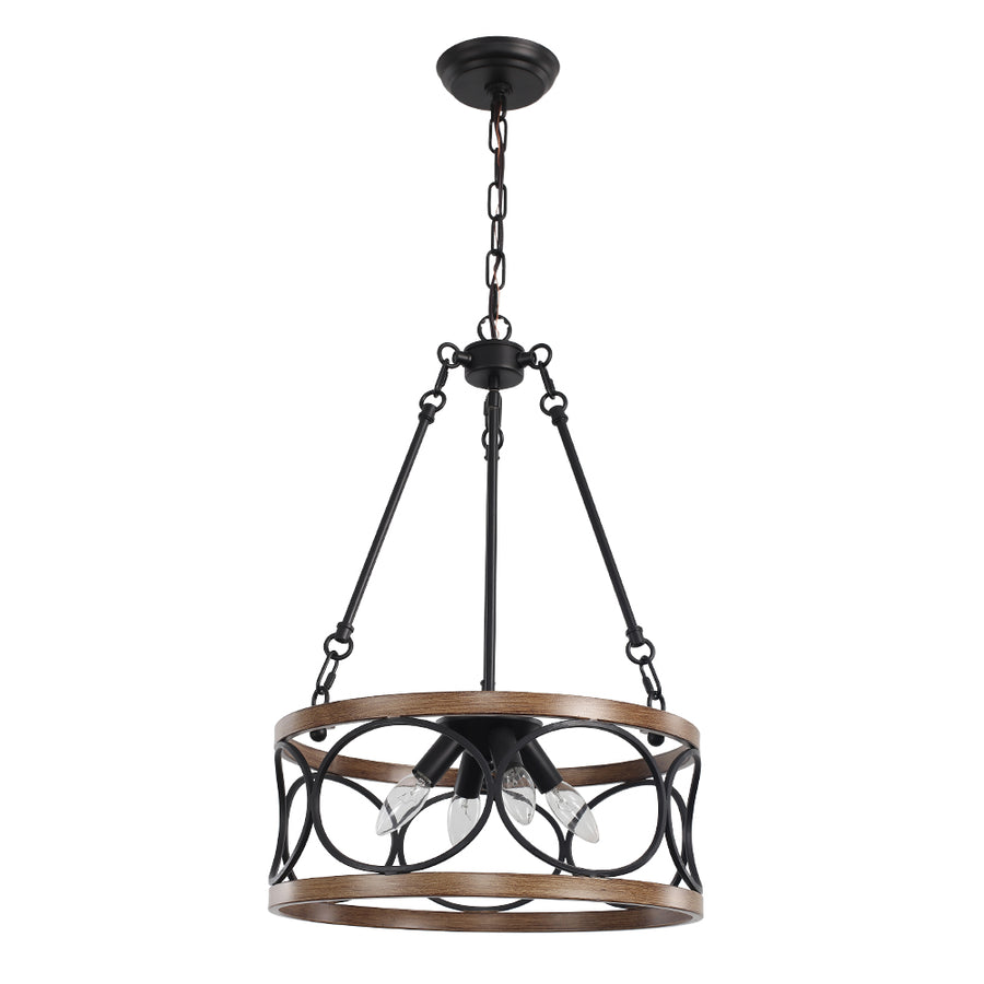 4-light Farmhouse Open Drum Chandelier
