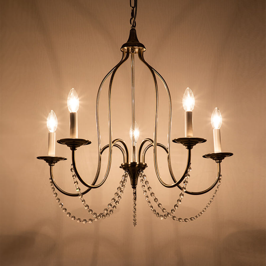 5-Light Classic Crystal Accented Candle Style Chandelier