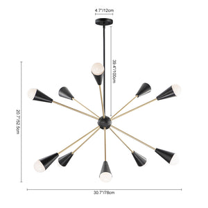 Black Brass 10-Light Sputnik Chandelier