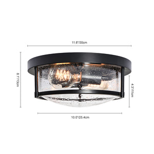 Black Seeded Glass Flush Mount