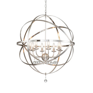 Classic 8-Light Sphere Chandelier with Crystal Accents