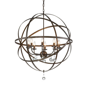 Classic 8-Light Sphere Chandelier with Crystal Accents