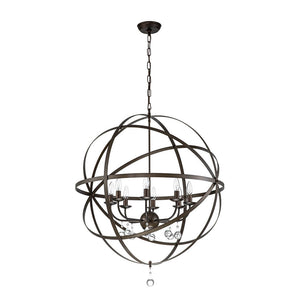 Classic 8-Light Sphere Chandelier with Crystal Accents