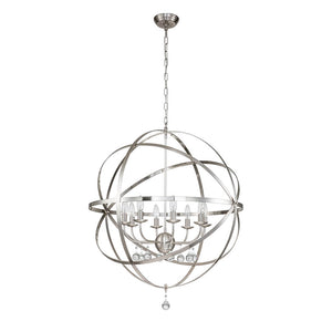 Classic 8-Light Sphere Chandelier with Crystal Accents