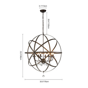 Classic 8-Light Sphere Chandelier with Crystal Accents