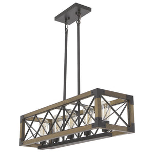 Farmhouse 5-Light Rectangle Wood Chandelier