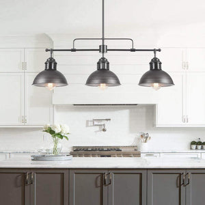 Industrial 3-light Island Pot Lid Dome Pendant