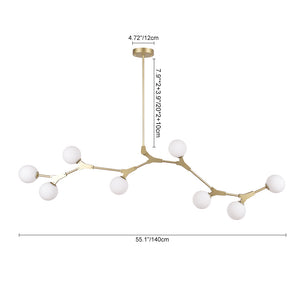 Mid-century Linear Island Branching Bubble Chandelier