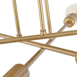 Mid-century Sputnik Semi Flush Mount Brass Chandelier