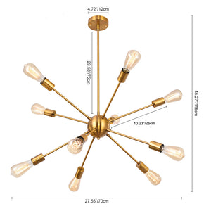 Modern 10-light Gold Sputnik Chandelier