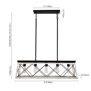Modern Farmhouse 5-light Kitchen Island Faux Wood Linear Chandelier Pendant