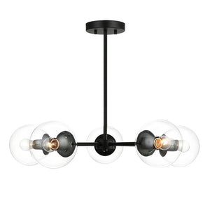 LightFixturesia-5-light Glass Globe Sputnik Chandelier-Chandelier-Black-