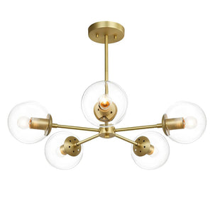 LightFixturesia-5-light Glass Globe Sputnik Chandelier-Chandelier-Gold-