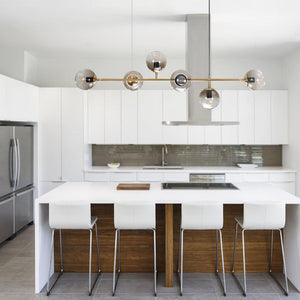 LightFixturesia-6-light Glass Globe Linear Chandelier-Kitchen Island Pendant-Default Title-