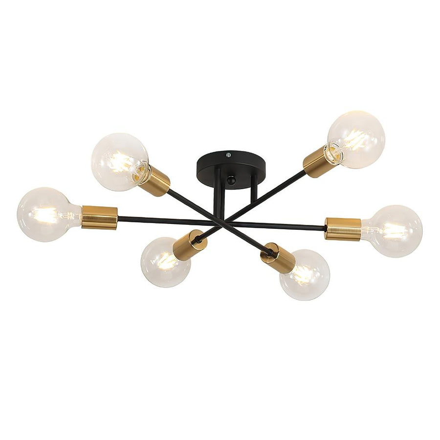 LightFixturesia-6-light Semi Flush Sputnik Light Fixture-Semi Flush Light-Black-