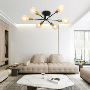LightFixturesia-6-light Semi Flush Sputnik Light Fixture-Semi Flush Light-Brass-