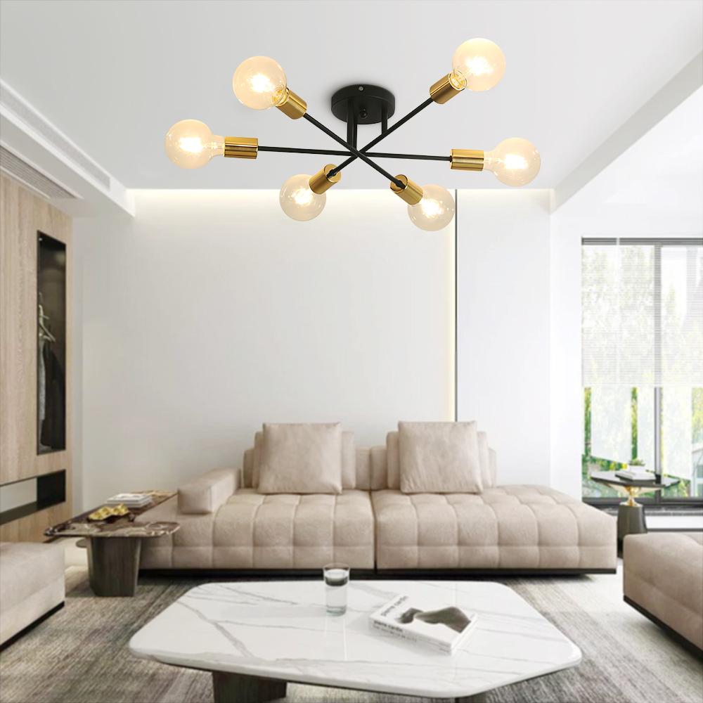 6-light Semi Flush Sputnik Light Fixture | LightFixturesUSA, Semi Flush ...