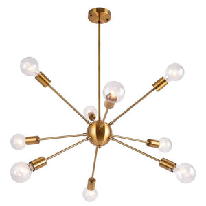 LightFixturesia-9-light Mid-century Sputnik Light Fixture-Chandelier-Brass-