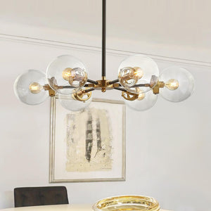 LightFixturesia-Black and Brass Mid-century Sputnik Chandelier-Chandelier-6 Lt-
