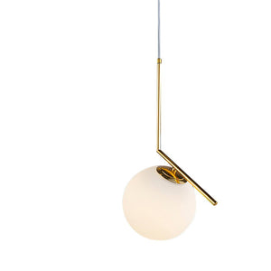 LightFixturesia-Contemporary 1-light Opal Glass Globe Pendant Light-Pendant Light-Gold-11"