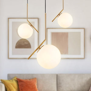LightFixturesia-Contemporary 1-light Opal Glass Globe Pendant Light-Pendant Light-Polished Nickel-11"