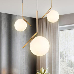 LightFixturesia-Contemporary 1-light Opal Glass Globe Pendant Light-Pendant Light-Polished Nickel-11"