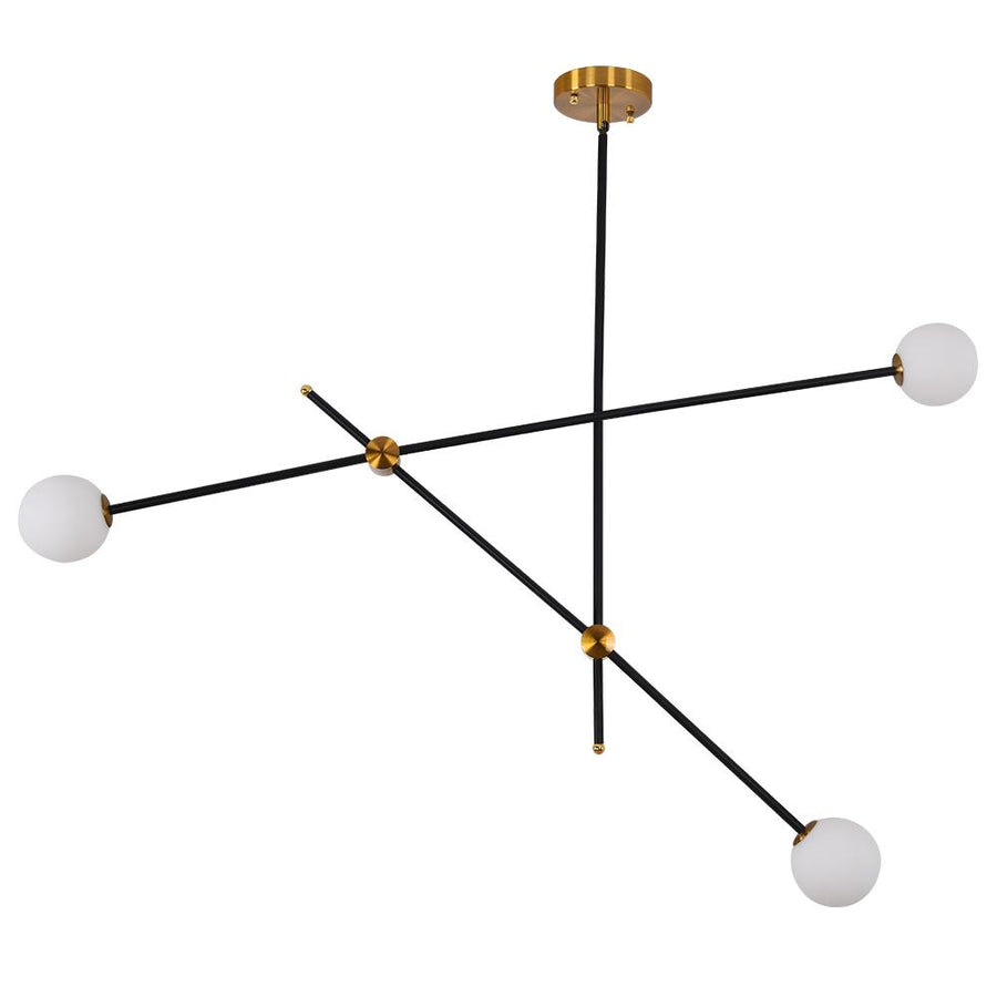 LightFixturesia-Contemporary Globe Linear Black Sputnik Chandelier-Chandelier-3 Lt-
