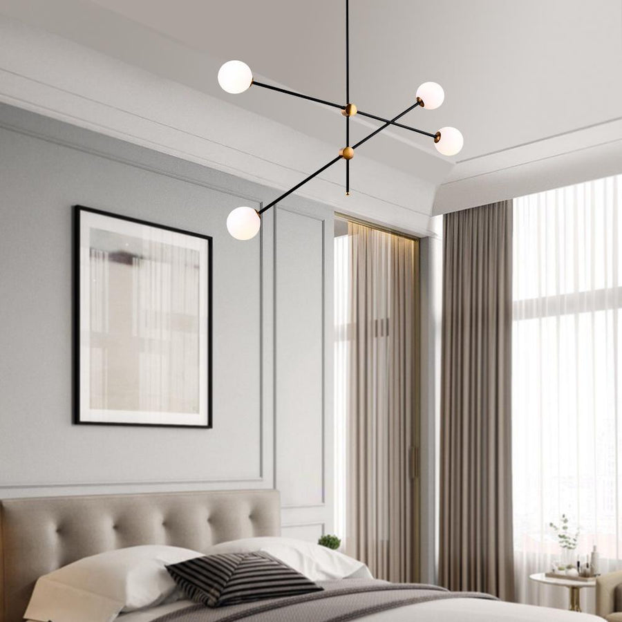 LightFixturesia-Contemporary Globe Linear Black Sputnik Chandelier-Chandelier-3 Lt-