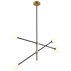 LightFixturesia-Contemporary Globe Linear Black Sputnik Chandelier-Chandelier-4 Lt-