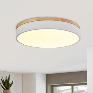 LightFixturesia-Contemporary Wood Round LED Ceiling Light-Flush Mount Light-30cm-