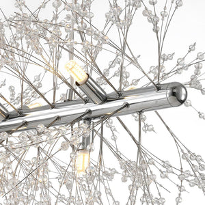 LightFixturesia-Dandelion Linear Crystal Branch Chandelier-Chandelier-Chrome-