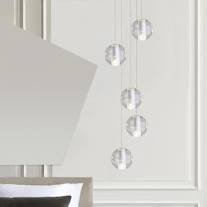 LightFixturesia-Elegant Crystal Glass Globe Cluster Pendant Light-Pendant Light-1 Lt-
