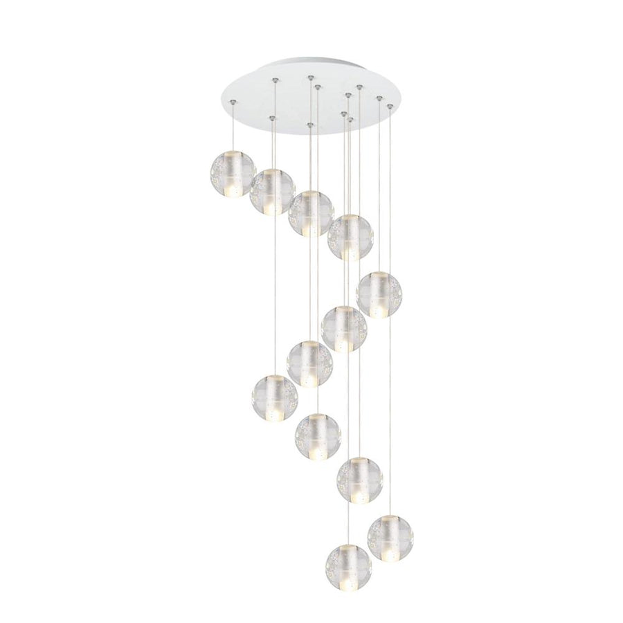 LightFixturesia-Elegant Crystal Glass Globe Cluster Pendant Light-Pendant Light-12 Lt-