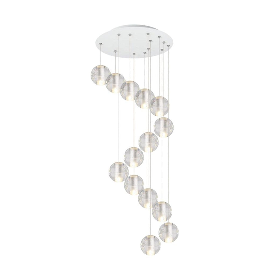 LightFixturesia-Elegant Crystal Glass Globe Cluster Pendant Light-Pendant Light-14 Lt-
