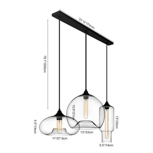 LightFixturesia-Glass Linear 3-light Island Pendant-Kitchen Island Pendant-Default Title-