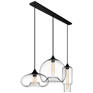 LightFixturesia-Glass Linear 3-light Island Pendant-Kitchen Island Pendant-Default Title-