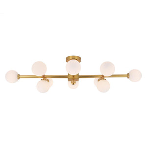 LightFixturesia-Gold Sputnik Semi Flush Mount Chandelier-Semi Flush Light-10 Lt-