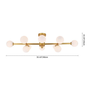 LightFixturesia-Gold Sputnik Semi Flush Mount Chandelier-Semi Flush Light-6 Lt-