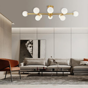 LightFixturesia-Gold Sputnik Semi Flush Mount Chandelier-Semi Flush Light-6 Lt-