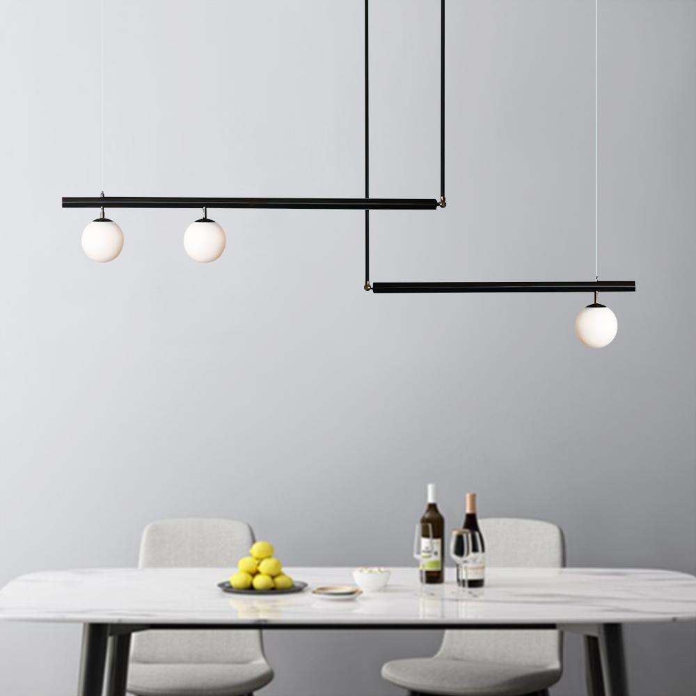 LNC Transitional 55.9 in. Large 3-Light Black Linear Chandelier with Clear Glass Shades for Kitchen Island Pendant Light LVR36VI5401U9C - The Home LNC Transitional 55.9 in. Large 3-Light Black Linear Chandelier with Clear Glass Shades for Kitchen Island Pendant Light LVR36VI5401U9C - The Home