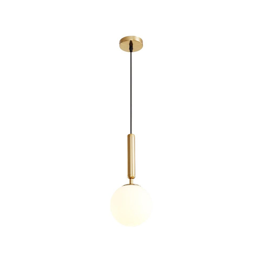 LightFixturesia-Mid-century 1-light Glass Globe Pendant Light-Pendant Light-Brass-